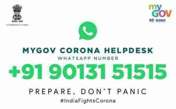 Health Ministry and MyGov launch WhatsApp No. for COVID-19 awareness MyGov-Corona-helpdesk